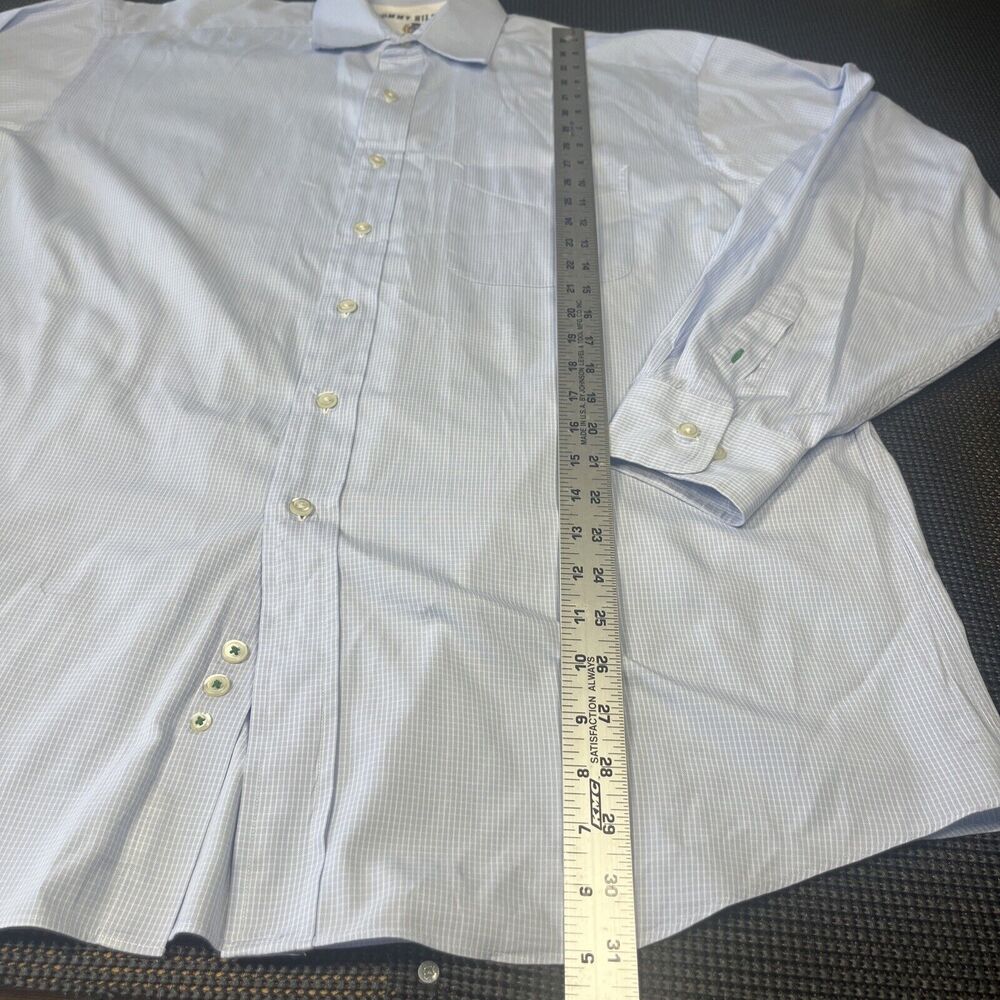 Tommy Hilfiger Mens Dress Shirt 16 34-35 Blue White Cotton Long Sleeve - Picture 4 of 10
